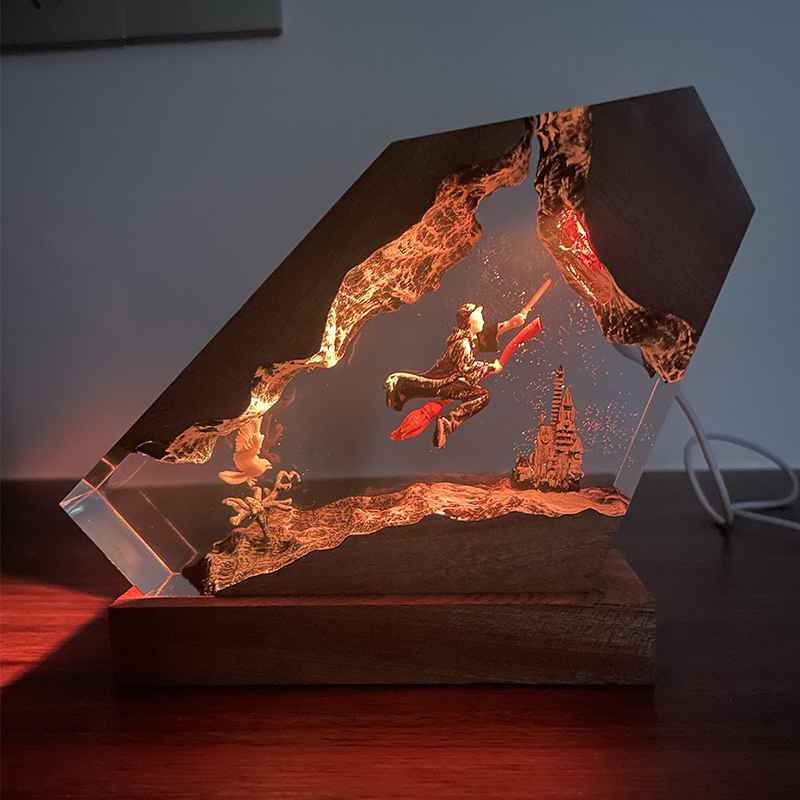 Wood Resin Epoxy Lamp Wizard B - đánh giá và giá Desk Setup Lamp