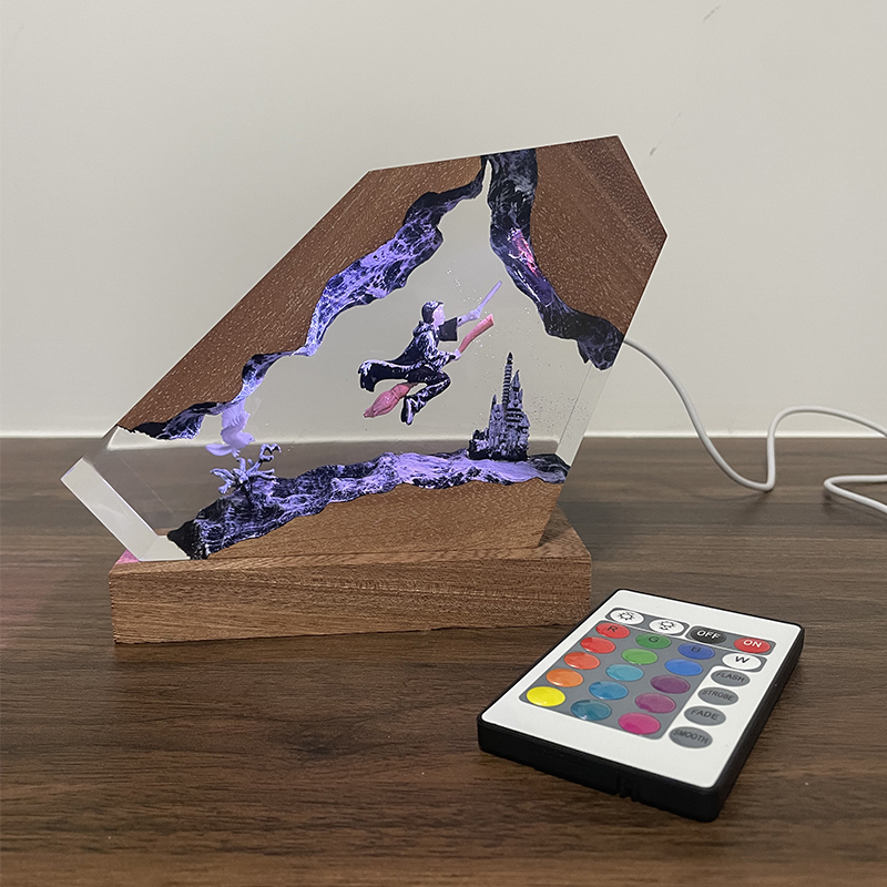 Wood Resin Epoxy Lamp Wizard B - đánh giá và giá Desk Setup Lamp