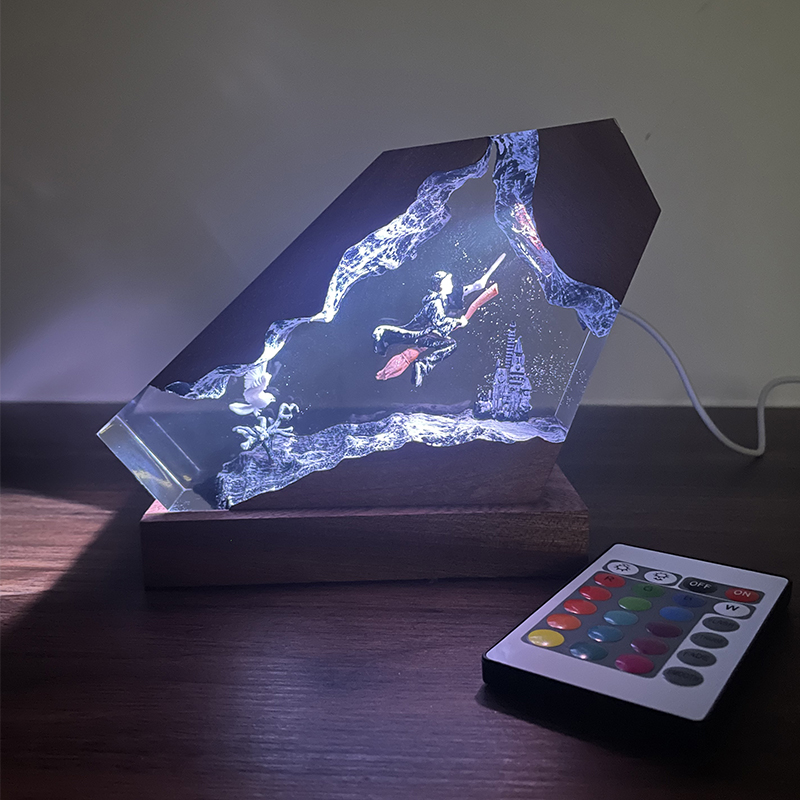 Wood Resin Epoxy Lamp Wizard B - đánh giá và giá Desk Setup Lamp