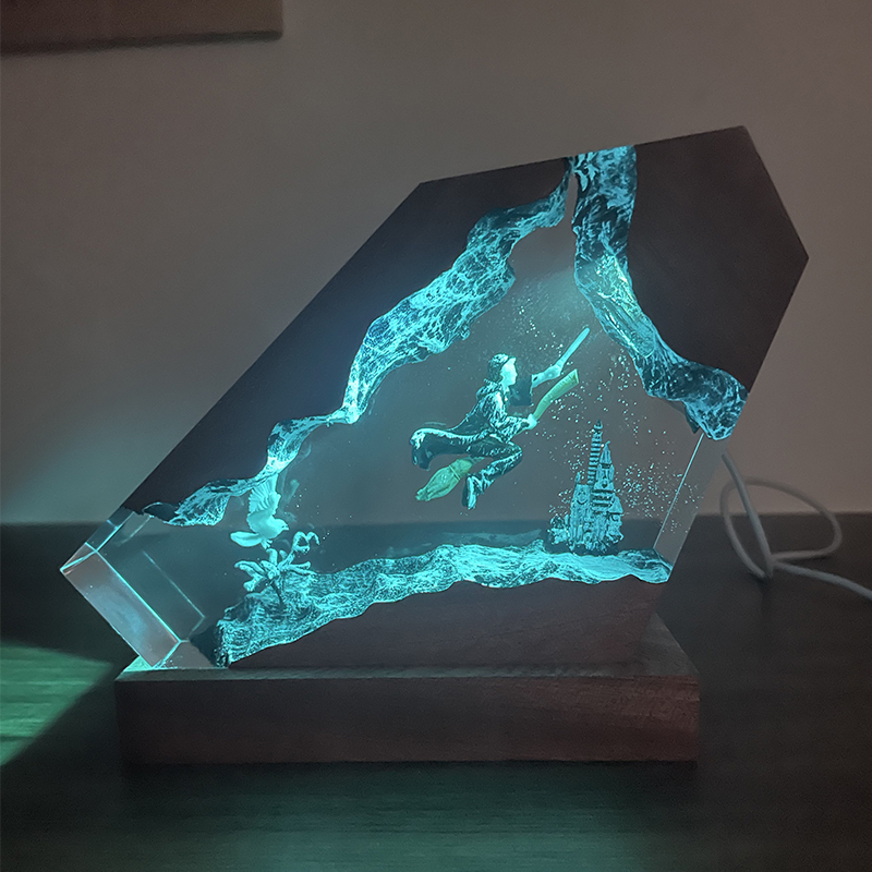 Wood Resin Epoxy Lamp Wizard B - đánh giá và giá Desk Setup Lamp