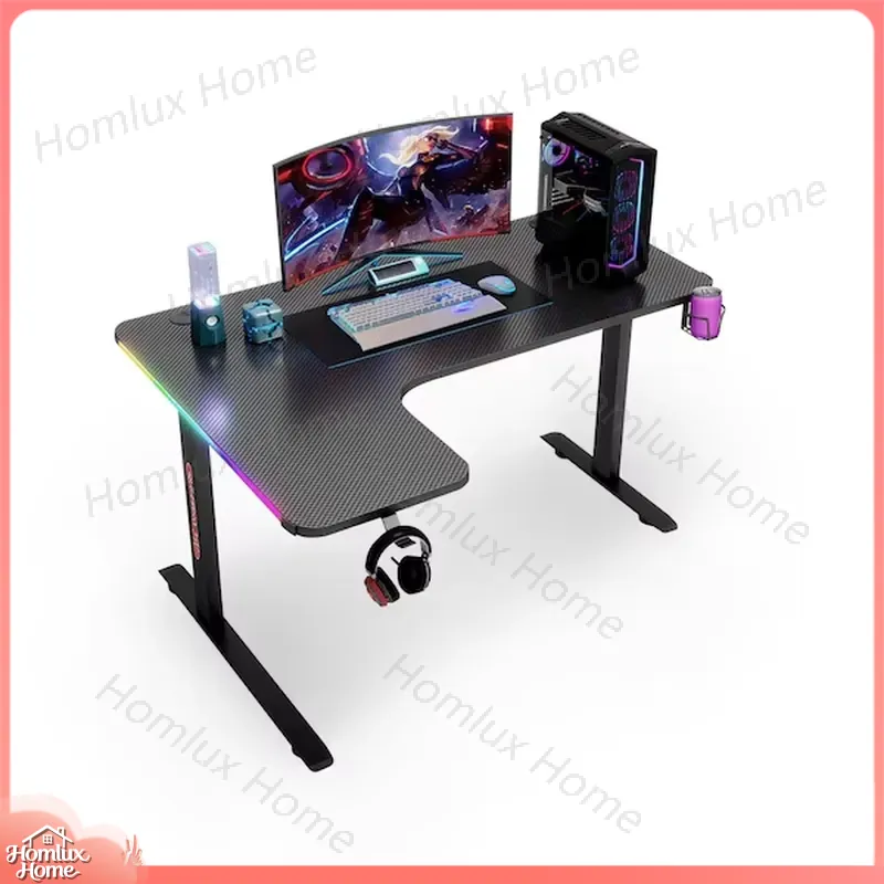 Large L-Shaped RGB LED Gaming  - đánh giá và giá Desk Setup L Shaped
